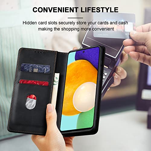 Image of Jasonyu Flip Wallet Case for Samsung Galaxy A52 5G /4G /A52S 5G,Black