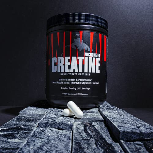 Animal Micronized Creatine Monohydrate Capsules - 300 Caps, 2500Mg Per Serving - Micronized Creatine Monohydrate For Muscle Growth, Strength, And Endurance - 150 Servings #TOP3