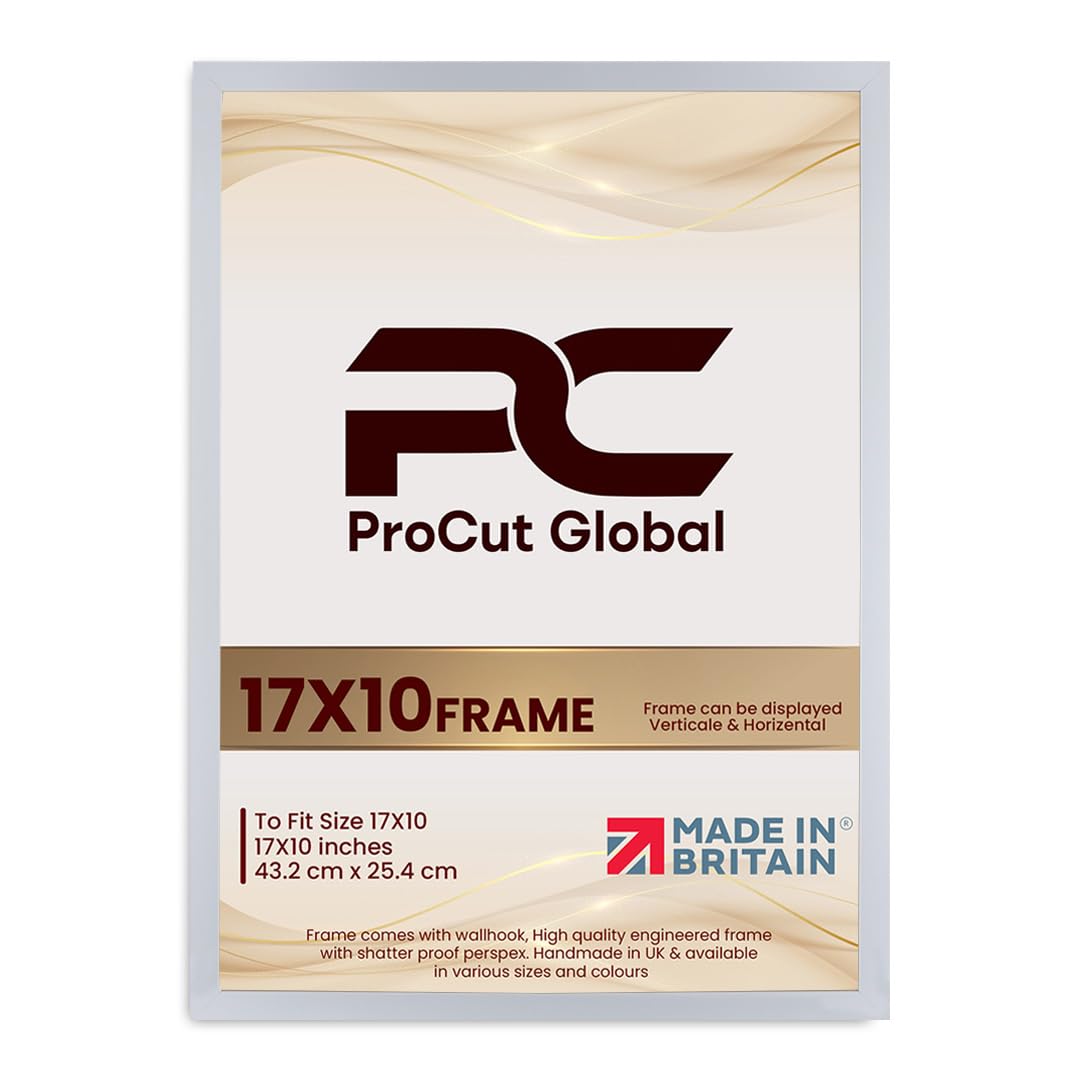 Procut Global 17X10 White Picture Frames - Modern Wooden Photo Frame with Shatterproof Perspex for Wall or Tabletop - Perfect for Posters, Certificates, Prints - Sizes & Colors Available