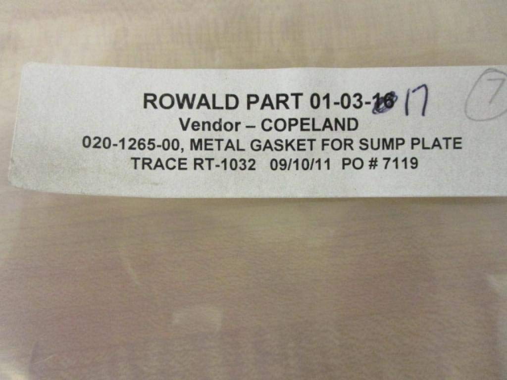 Copeland 020-1265-00 Metal Gasket 020126500