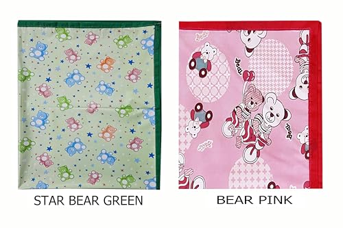 Image of EcoSoft Plastic Sheet,PVC Sheet for Kids,Rubber Sheet for Babies,Bed Wetting Protector(90 x 135 cm) (Pink Bear & Green Star Bear)