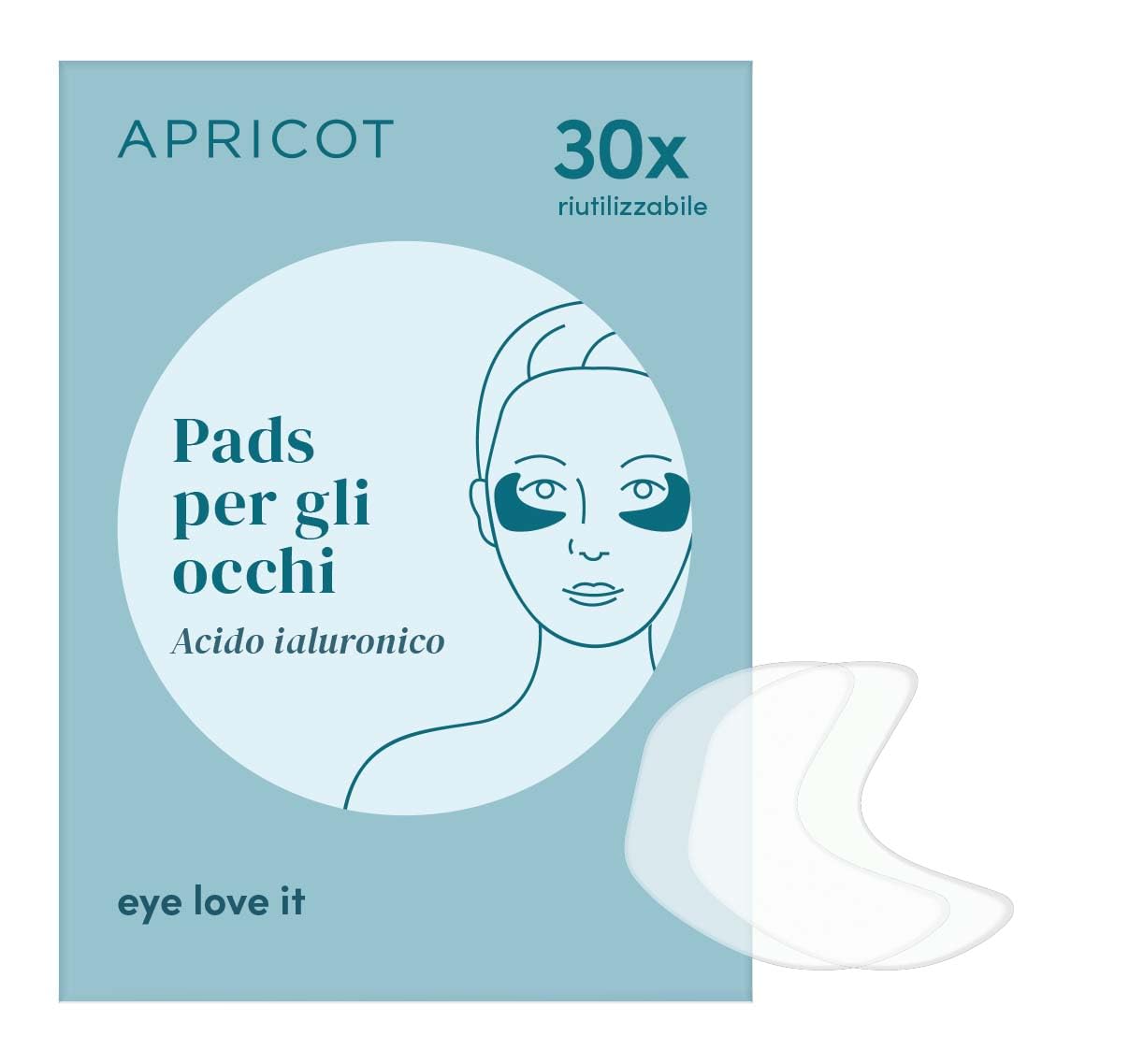 APRICOT - Cuscinetti per occhi ialuronici in silicone medico con acido ialuronico a basso peso molecolare – Riutilizzabili fino a 30 volte, dermatologicamente confermato, vegano e senza
