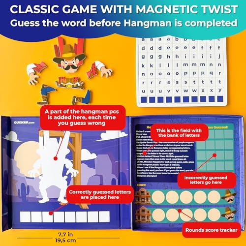 Image of QUOKKA Magnet Game for Kids 3-5 - Hangman Game Kids Ages 4-8 - Travel I Road Trip I Plane I Car Ride - Magnetic Toddler Travel Toys
