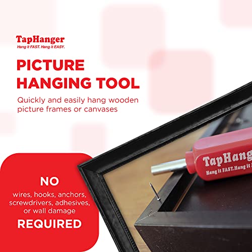 Taphanger Picture Frame Hanging Kit For Drywall - Easy To Use Picture Hanging Tool To Quickly Hang Wooden Frames & Canvases In Less Than A Minute -Includes 80 Reusable Taptacks & Holds Up To 20 Pounds #TOP1