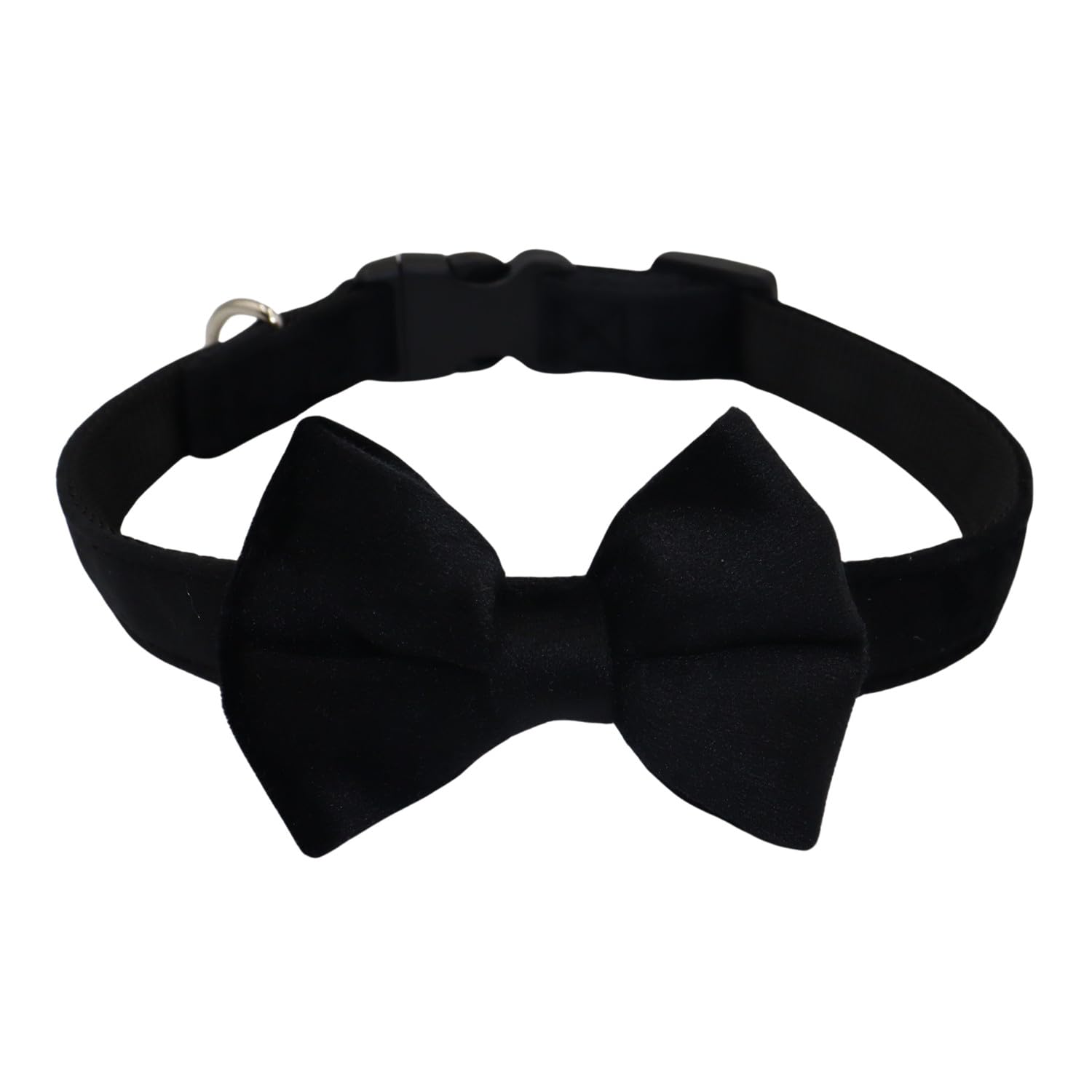 WDPAWS Dog Collar with Bowtie Soft Velvet Material with Quick Release Buckle for Small Dogs (Black, S)