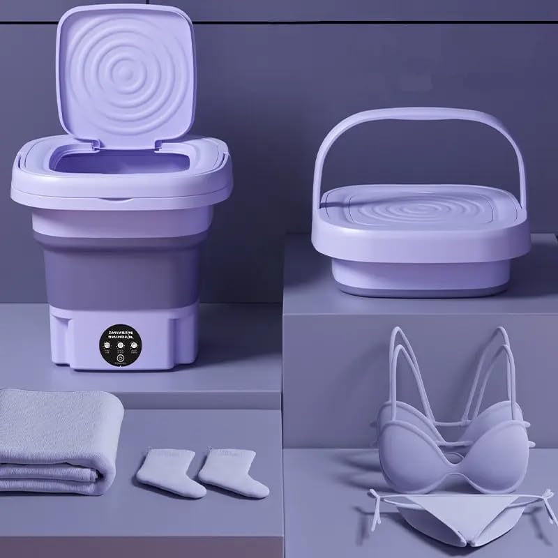 Image of ZYNTO 11LPortable Mini Washing Machine, Foldable Washing Machine Top Load Fully Automatic with 3 Modes Spinner and Dryer, Semi Automatic Bucket Washer for Travel, Home, Baby Clothes (Multi) (STANDARD)