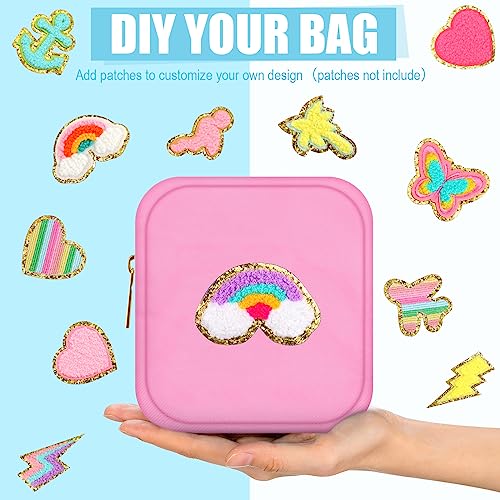 Sweetude 9 Pcs Mini Nylon Makeup Bag Small Nylon Zipper Pouch 4.7" x 5.1" DIY Preppy Waterproof Travel Cosmetic Bag Cute Toiletry Pouch Organizer for Women Purse Storage Gifts, 9 Bright Colors3