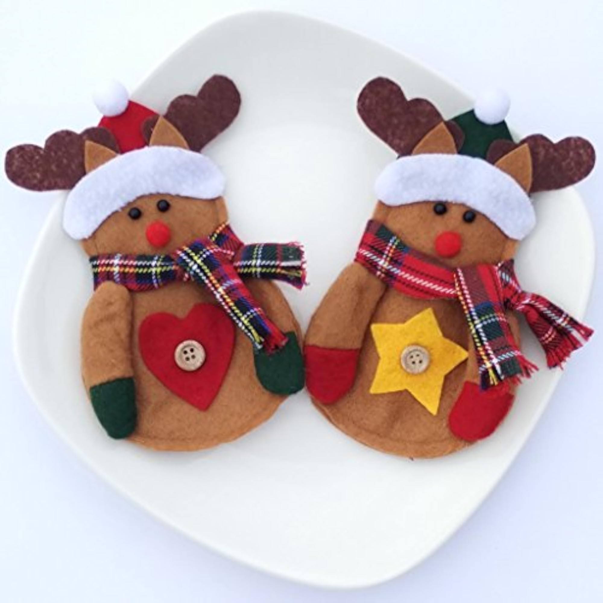 2pcs Christmas Dinner Tableware Cutlery Bag Holder Elk