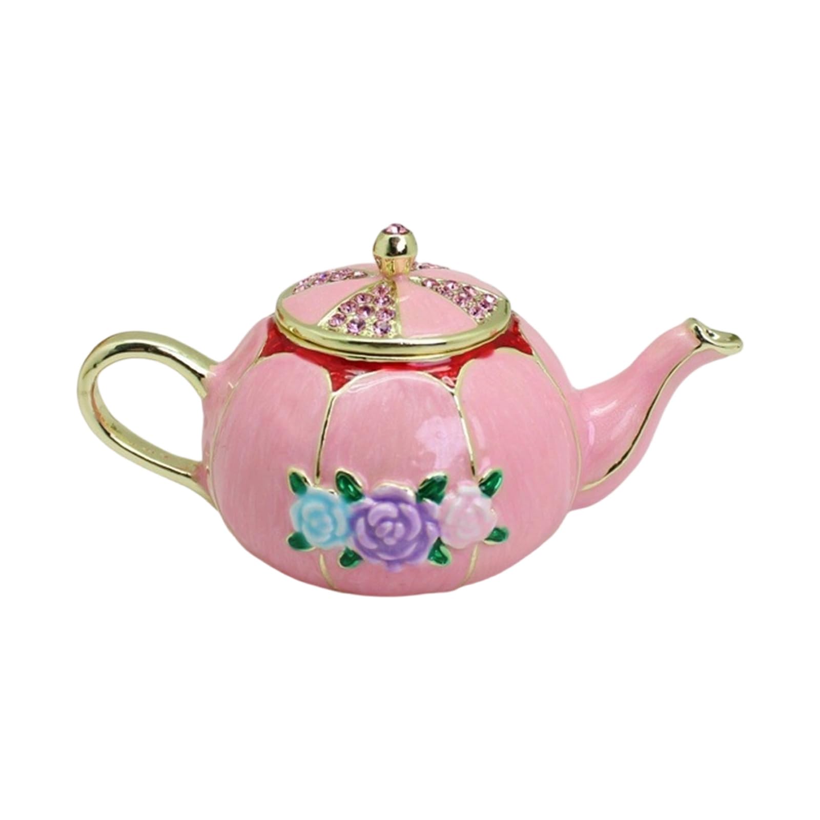 Msioytog Cloisonnes Craft Small Teapot Container Trinket Storage Box for Daily Use Coating Home Deck