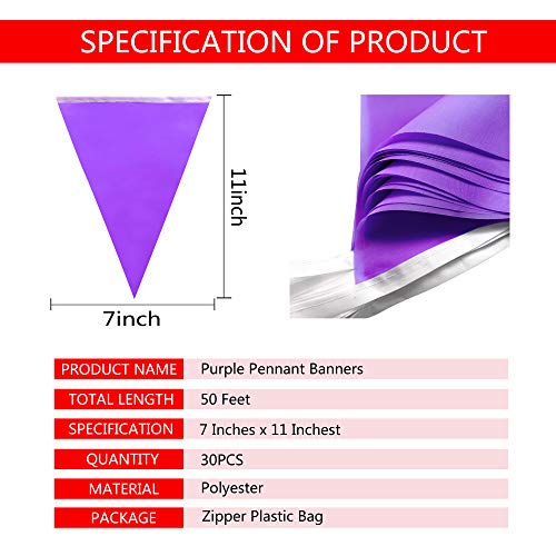 Tsmd Solid Purple Pennant Banners Flags String Diy Bunting Flags,Party Decorations For Grand Opening,Kids Birthday,Party Events Celebration #TOP3