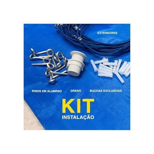 Capa de Piscina Azul Ck300 6.5x3.5 Metros + Kit Instalação