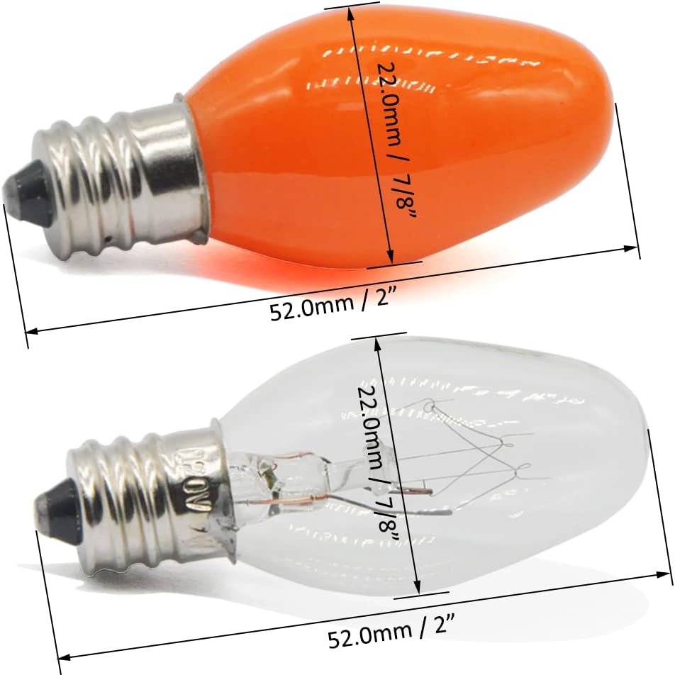 Night Light Bulb,Scentsy Light Bulbs for Plug-in Nightlight Wax Warmer and Candle Warmers,Replacement Light Bulbs for Salt Lamps,E12 Base Clear and Orange Bulbs