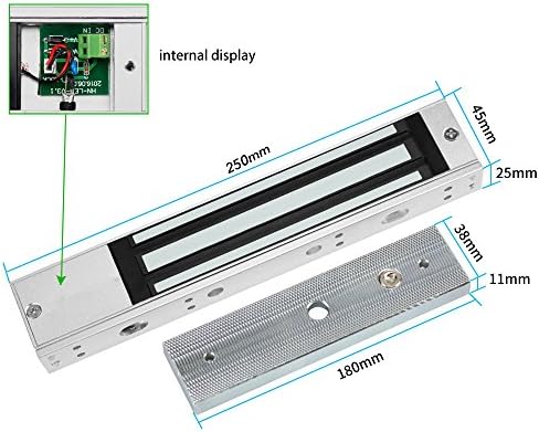 HFeng Electromagnetic 280KG(600lbs) Magnetic Lock Access Control Electric Lock with ZL Bracket DC12V Fail Safe for Single Door (280KG Lock+ZL Bracket)