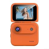 Videocamera HD Y360Action, fotocamera sportiva 4K con display flip-out con imbracatura per il petto per video di ciclismo e paracadutismo a 360 gradi, nero (arancione 32G)