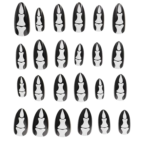 ABOOFAN Unhas Postiças De Halloween Unhas Postiças Góticas 24Pcs Pontas De Unhas Postiças Capa Compl