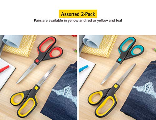 Stanley 8 Inch All-Purpose Ergonomic Scissor, Pack Of 2 (Sci8Est-2Pk), Assorted Colors #TOP4