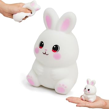 Rabbit Stress Ball - Kawaii Bunny Squishies Slow-Rise Fidget Sensory Toy for Kids & Adults Stress Relief