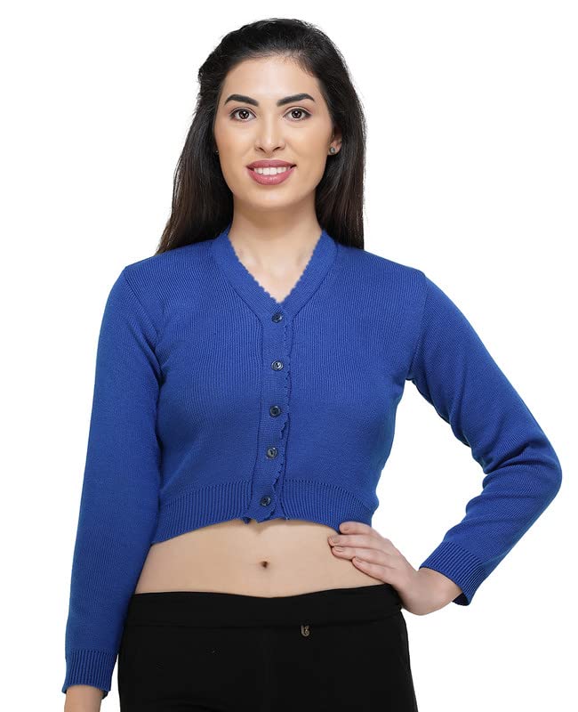 Image of Women Winter Wear V-Neck Full Sleeves Regular Fit Woollen Blouse