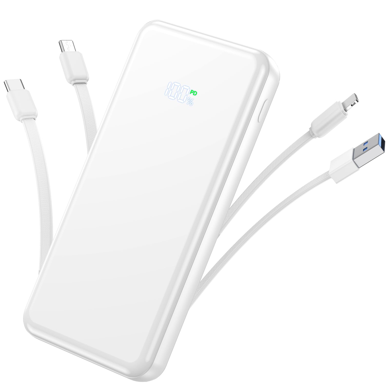 YILANS Portable Charger 50000mAh, 22.5W Power Bank with Built-in 4 Cables