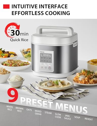 Image of TOSHIBA Rice Cooker Heritage Bento Box, Digital Control, 10-Cup Uncooked Rice Capacity, 9 Functions with 3D Heating and 24-Hour Auto Keep Warm