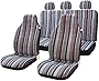 10pc Stripe Multi-Color Seat Cover Baja Saddle Blanket Weave Universal Bucket Seat Cover Fit for Cars & Vans with Steering Wheel Cover