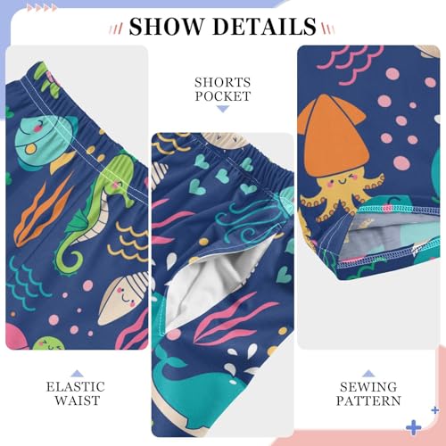 ZZXXB Whale Crab Fish Boys Long Pants Soft Trousers Elastic Waist Kids Lounge Bottoms with Pockets S-XL4
