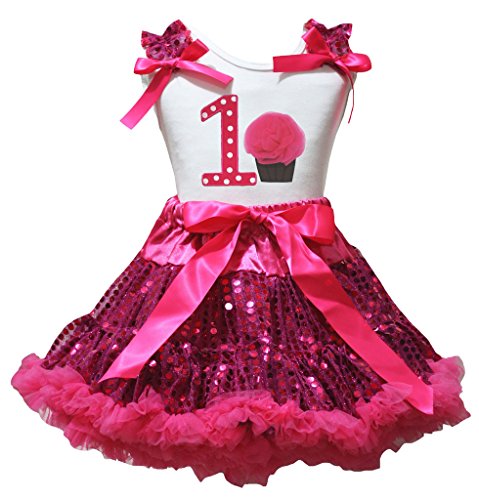 Falda de lentejuelas rosa para camisa de niña de 1 a 8 años My 1st Flower Pot