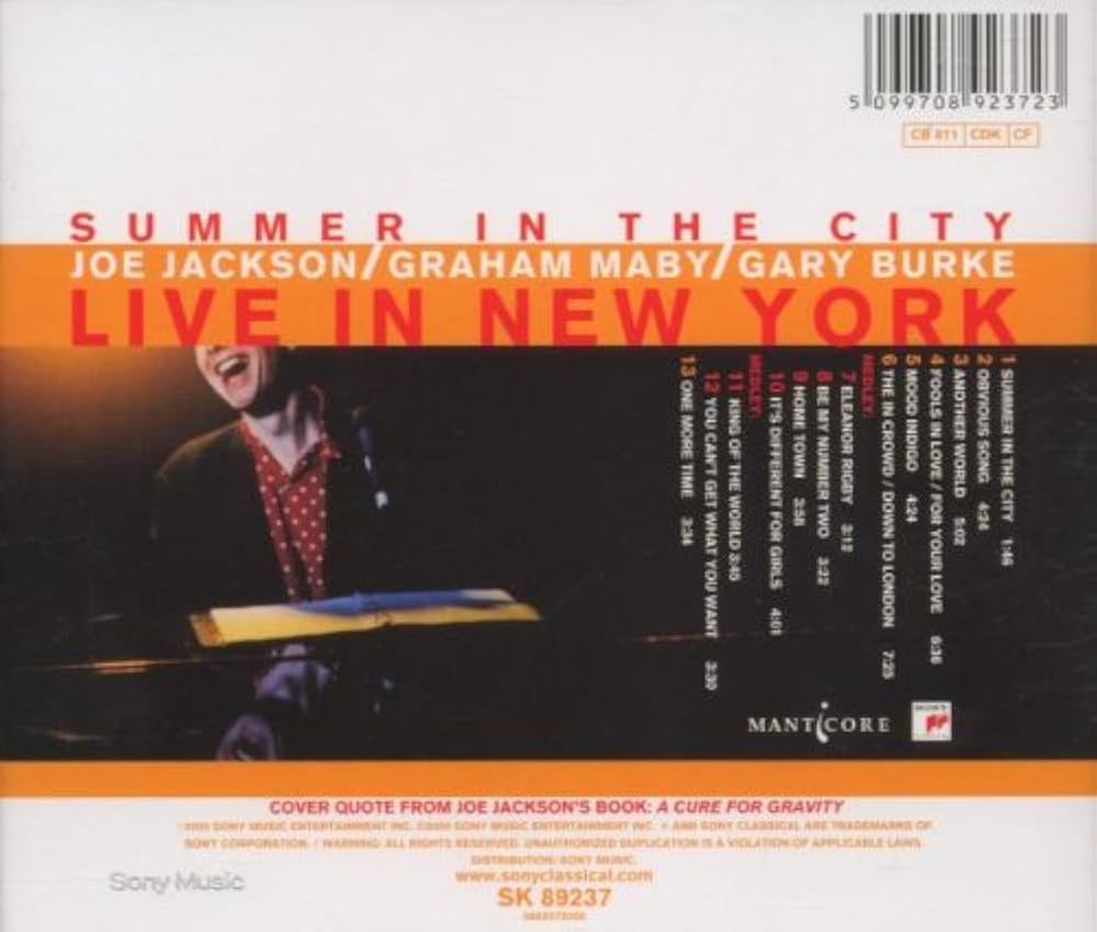 欧2LP Joe Jackson / Graham Maby / Ga Summer In The City - Live In New York MOVLP3033 Music On Vinyl, Sony /00660 Joe Jackson / Graham Maby / Gary Burke – Summer In The City