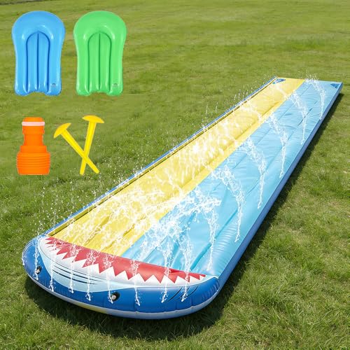 NAVESO Tobogan Agua Deslizante, Doble Pista Deslizante Agua 2 bodyboards, Deslizador De Agua, Pista Deslizant-e, Juegos AGU-a Jardin, Diversión Al Aire Libre En El Jardín(480 * 140cm)