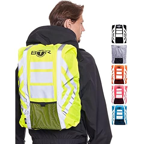 BTR Backpack Cover 100% Waterproof & High Visibility. High Viz Rucksack Cover With Reflective Tape. Medium. Fluorescent Yellow Cover
