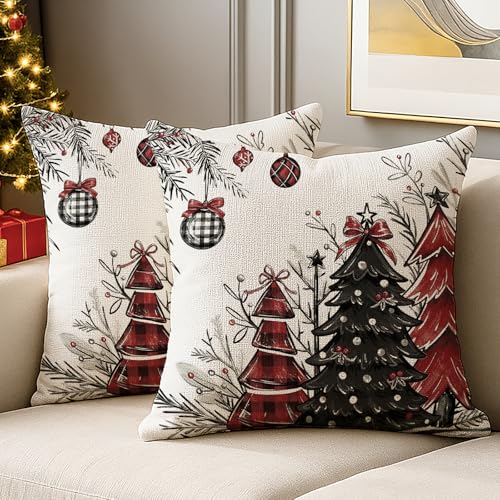 JANGYUHH Süßigkeiten Weihnachtsbaum Kissenbezug 40x40 cm Winter...