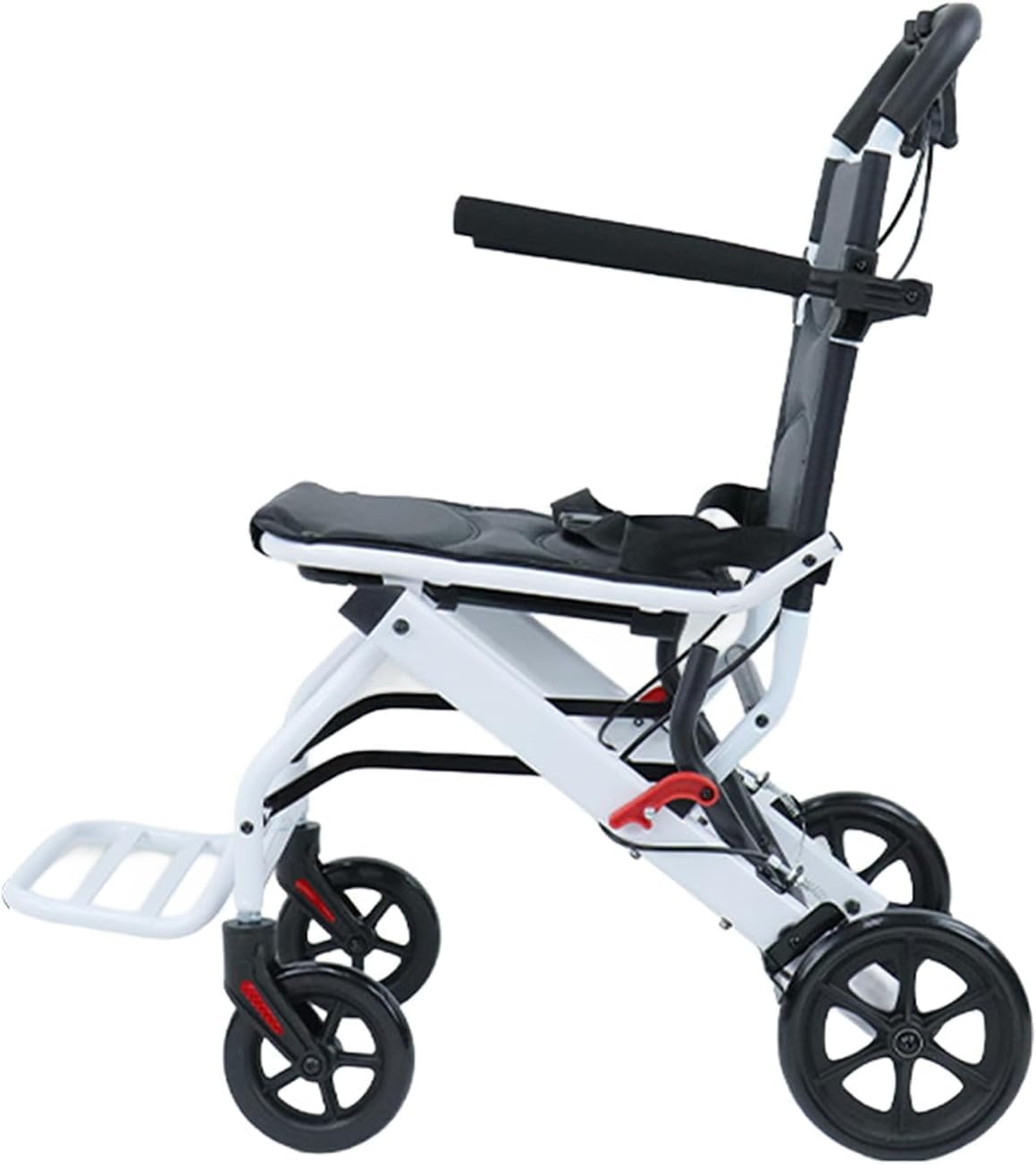 YGNVMCXJG Lightweight Transport Wheelchair Foldable, Transfer Travel Wheelchair for Adults and Seniors, Portable Wheelchair with Safety Belt, 200lbs Capacity
