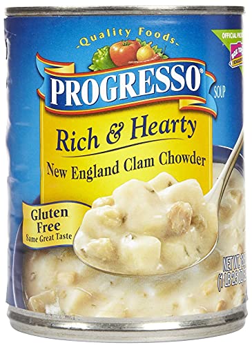 Image of Progresso, Rich & Hearty Soup, Gluten Free, New England Clam Chowder, 18.5oz Can (Pack of 6)