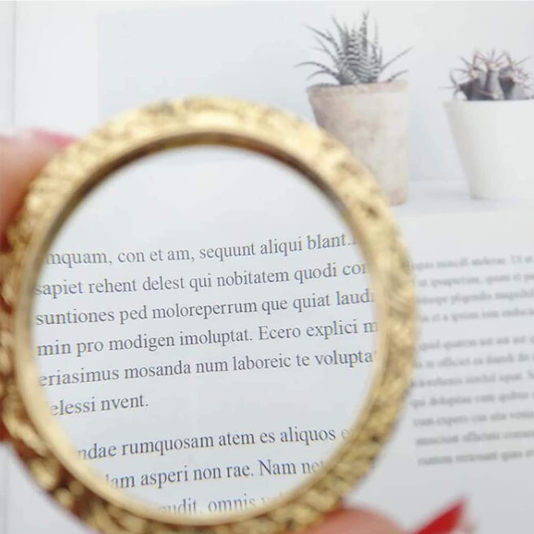 Glass da Ingrandimento della Catena Chiave, Tono Oro Blu Rgnicatore di Fiore di Strass per Strass 5X Lettura Nictigatore per La Biblioteca, Lettura di Stampa Fine, Z Gold