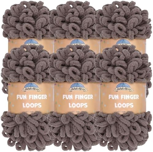 JubileeYarn Fun Finger Loops Yarn - Polyester Jumbo Weight Loop Yarn - 100g/Skein - White - 6 Skeins