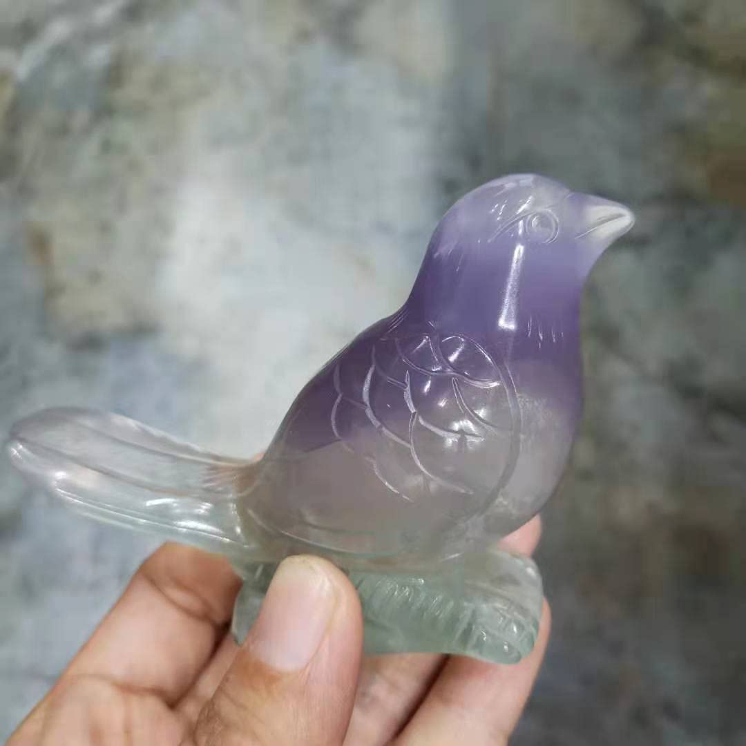 Naturalny ptak fluoryt polerowany skała kryształowa figurka kamienna zwierzę ptak statua rodzina dekoracja