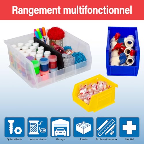 Bac de rangement empilables plastique noir AkroBins pour optimiser tiroirs et étagères