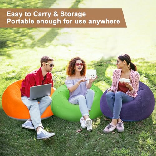 Image of Realspring 6 Pcs Inflatable Bean Bag Chair, Air Pump,Colorful | Electric Pump for Inflation, Foldable Blow up Chairs for Outdoor Movie Seating, Portable Sofa for Adults Camping
