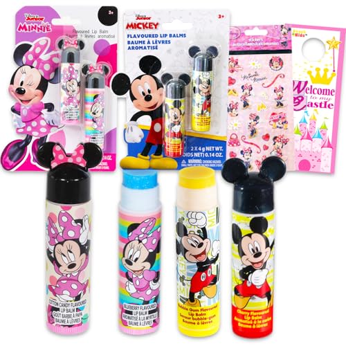 Baume à lèvres Disney Mickey et Minnie hydratant - Set de soin lèvre parfumé avec stickers
