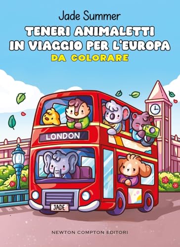 Teneri animaletti in viaggio per l'Europa. Da colorare