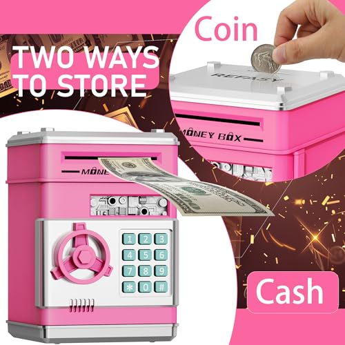 Image of Refasy Piggy Bank Cash Coin Can ATM Bank Electronic Coin Money Bank for Kids Age 3-12, Money Savings Box Mini ATM Coin Bank Toys Gifts for 3 4 5 6 7 8 9 10 11 12 Year Old Boys Girls