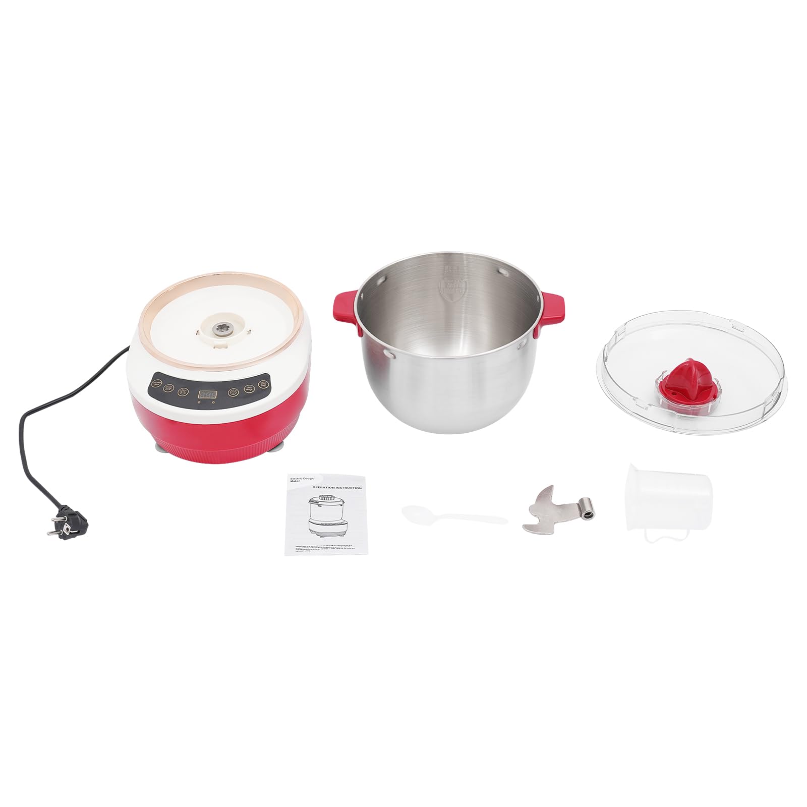 Teigknetmaschine 7L Edelstahl für Brot Nudeln, Küchen-Teigmixer | 304 Edelstahl, 250W Motor für gleichmäßiges Kneten, Sichtdeckel ermöglicht einfache Prozesskontrolle