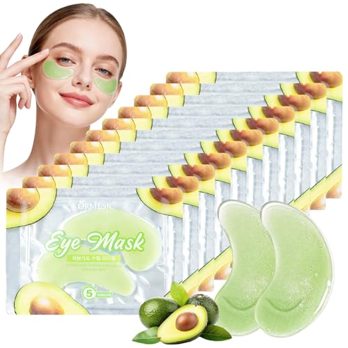 48 Pezzi Patch Occhi Antirughe, Maschera Occhi Cure, Maschera occhi Calmante Idratante, Riduce Le Rughe e le Linee Sottili, Per Uso Quotidiano Uomini e Donne (Avocado)