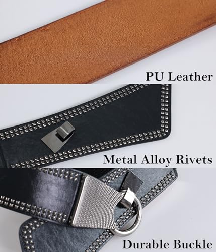 Adjustable Wide Elastic Belt for Women – Vintage Buckle, Stretchy Waistband, Versatile for Jeans, Dresses & Casual Wear3