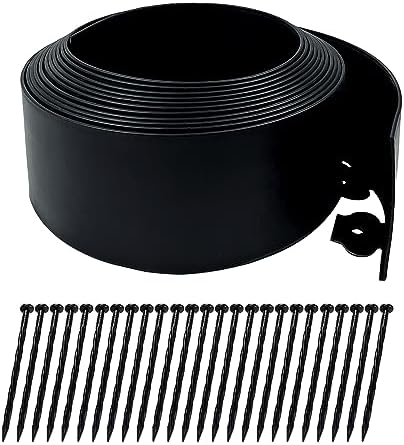 Best Edging for Mulch That Will Transform Your Garden Aesthetics 7 Hugeleaf 26 Feet Landscape Edging with 25pcs Spikes 4.5 Inch Tall Garden Edging for Landscaping, Garden, Flower Beds, Lawn (Black)