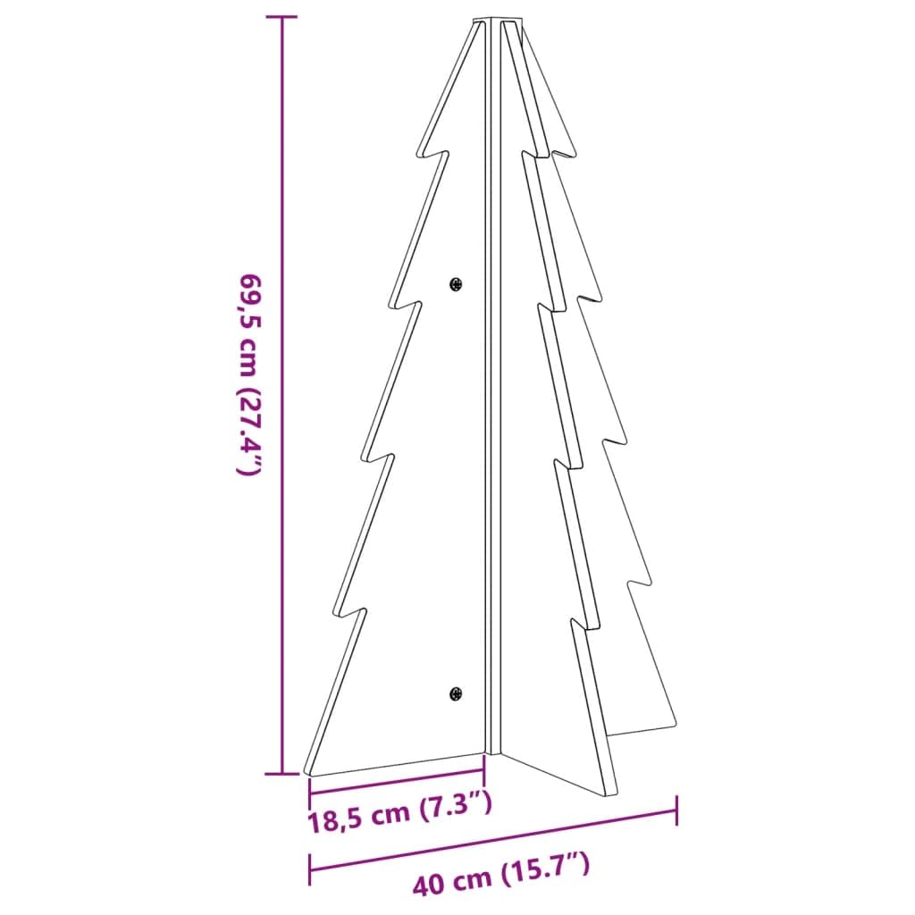 Árbol de Navidad de madera para decorar, 69,5 cm, madera maciza de pino, árbol de decoración DIY para ambiente festivo de Navidad, interior