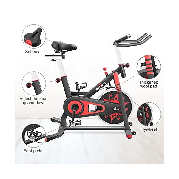 RELIFE-REBUILD-YOUR-LIFE-Exercise-Bike-Indoor-Cycling-Bike-Stationary-Bicycle-with-Resistance-Workout-Home-Gym-Cardio-Fitness-Machine-Upright-Bike Exercise Bike with Heavy Duty Flywheel for Home Gym Cardio Workout Machine New Version (46.1"x25.2"x44.1")