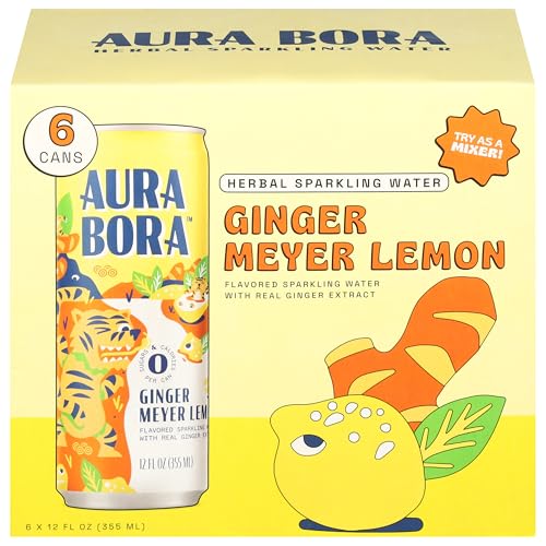 Aura Bora, Ging Meyer Lemon Herbal Sparkling Water, 12 Fl Oz