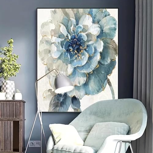 Peinture sur toile abstraite fleurs bleues XINBAO impression d'art