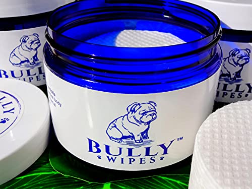 Bully Wipes - Bulldog Wrinkle Wipes - Natural Organic Ingredients for Bull dog breeds - Refreshing Botanical Scent - Moisturizing - Removes Bacteria, Yeast and Dirt - Safe to use around Eyes and Mouth